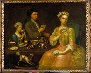 Richard Collins. Familia de tres tomando el te. 1727. Museo Victoria & Albert. Londres.