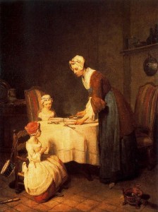 Jean Baptiste Simeon Chardin. La Bendicion. 1740. Museo del Louvre. Paris.