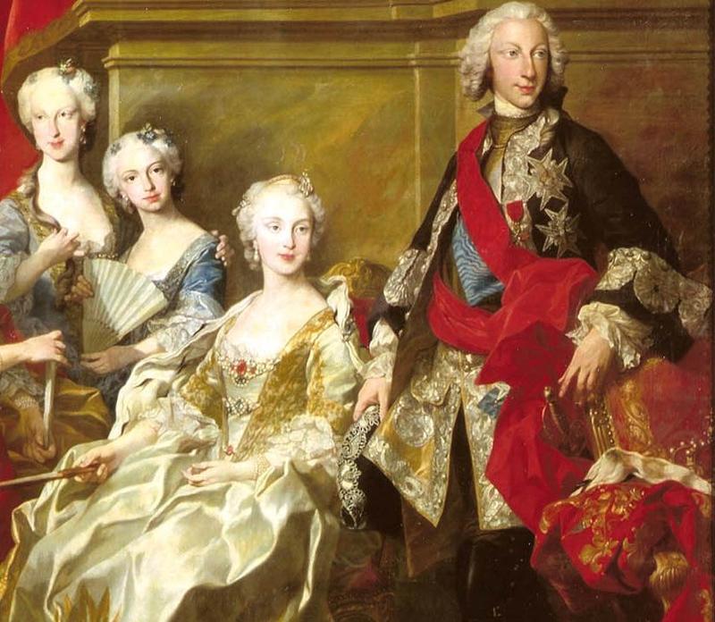 Louis-Michel van Loo. Familia de Felipe V. Detalle. 1743. Museo del Prado. Madrid.