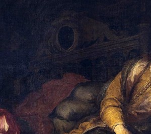 Bartolomé Esteban Murillo. Sueño del patricio. Detalle de la cama. Hacia 1663. Museo del Prado. Madrid.