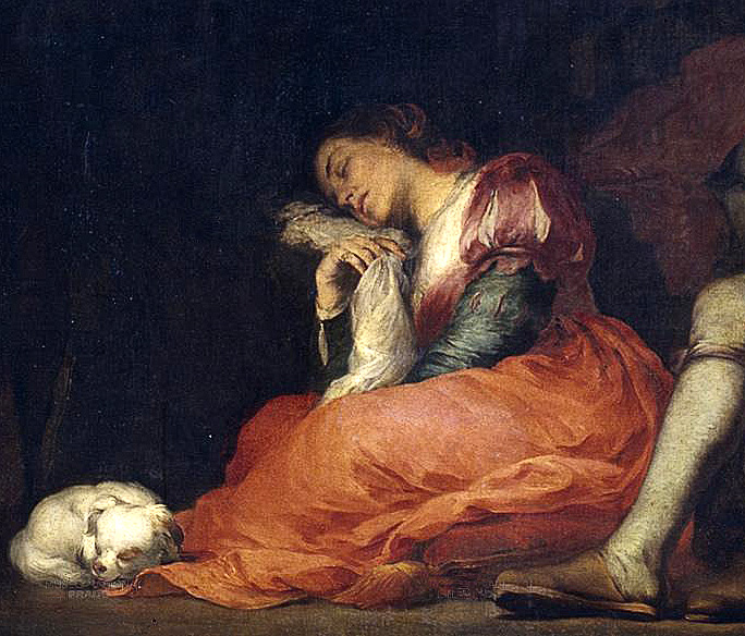Bartolomé Esteban Murillo. Sueño del patricio. Detalle mujer. Hacia 1663. Museo del Prado. Madrid.