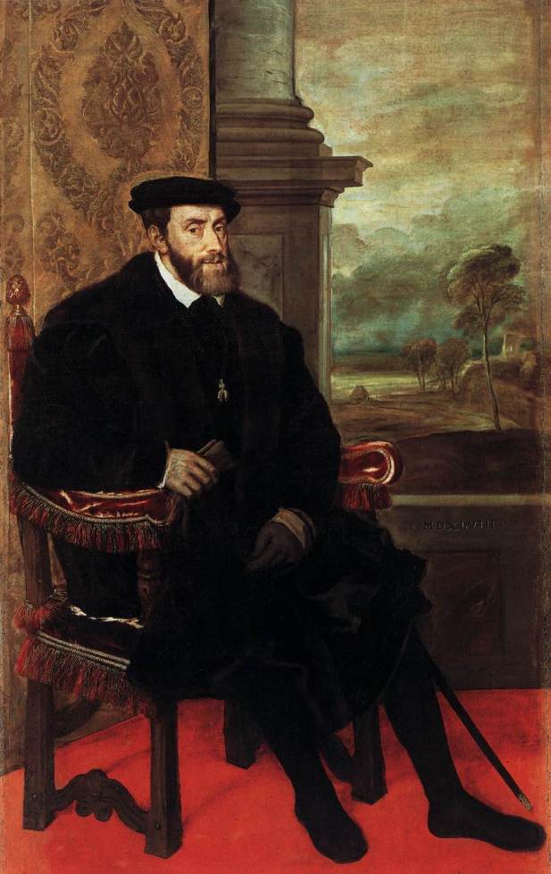 Tiziano Vecellio. Retrato de Carlos V sentado. 1548. Alte Pinakothek. Munich.