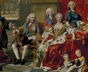 Louis Michel van Loo. La familia de Felipe V. 1743. Detalle. Museo del Prado. Madrid.