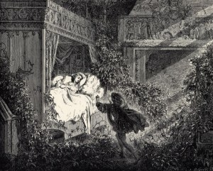 Gustave Doré. La bella durmiente del bosque. Ilustración de los cuentos de Perrault. 1867