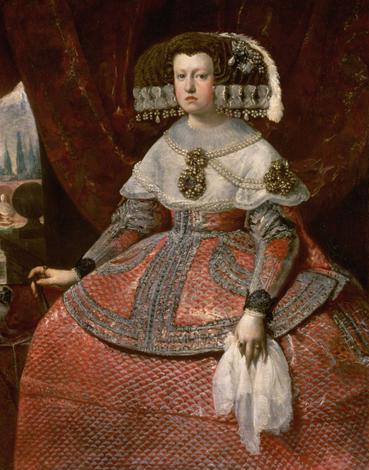 Diego Velázquez. La reina de España Marian de Austria con vestido rojo brillante. 1655-60. Kunsthistorisches Museum. Viena.
