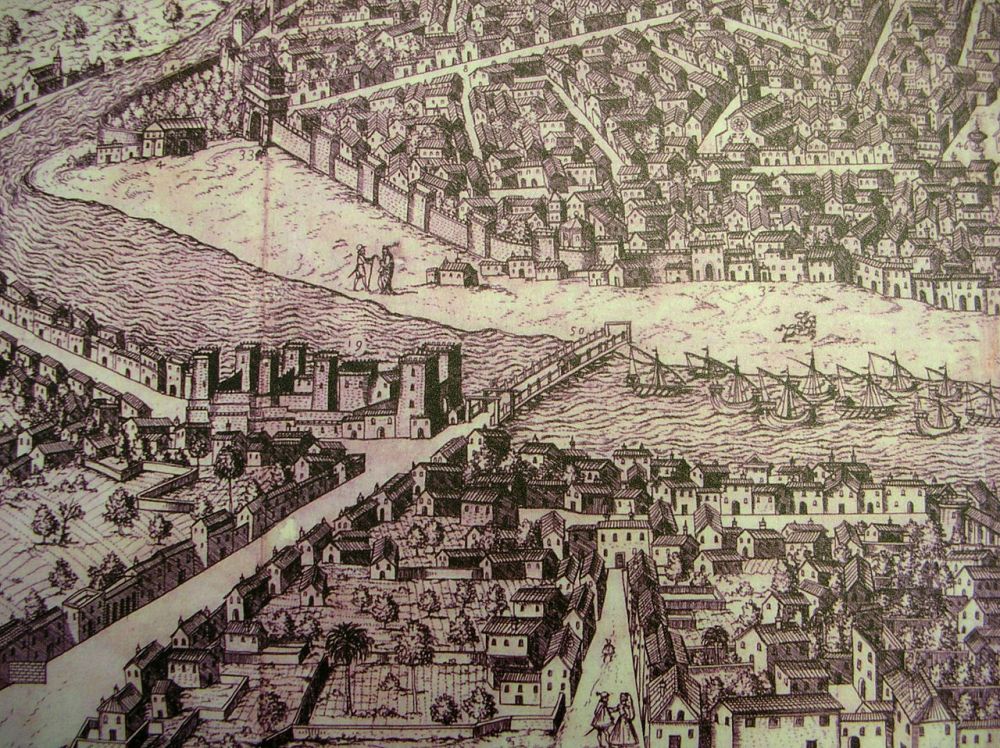 Ambrosio Brambilla. Vista de Sevilla. Detalle. Siglo XVI.