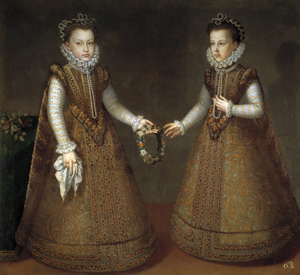 Alonso Sánchez Coello. Las infantas Isabel Clara Eugenia y Catalina Micaela. Hacia 1575.Museo del Prado.