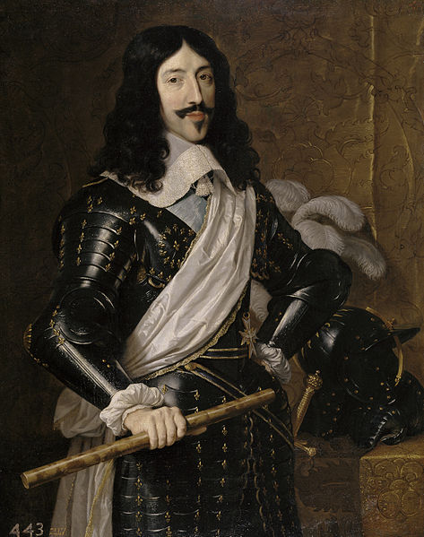 Philippe de Champaigne. Luis XIII de Francia. 1655. Museo del Prado. El rey lleva peluca y valona guarnecida de encajes.