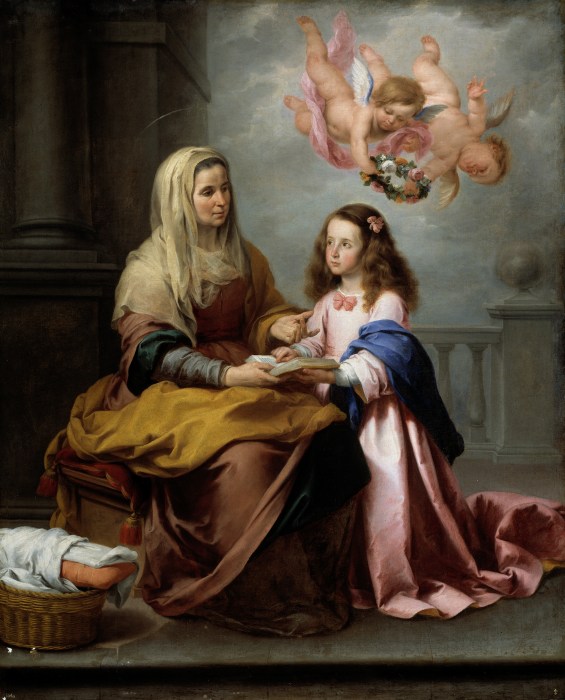 Bartolomé Esteban Murillo. Santa Ana enseñando a leer a la Virgen. Hacia 1655. Museo del Prado. Madrid.