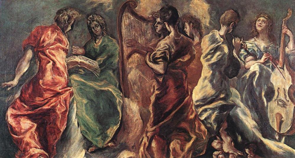 Doménikos Theotokópoulos, el Greco. Concierto de angeles. 1608. Pinacoteca Nacional. Atenas.