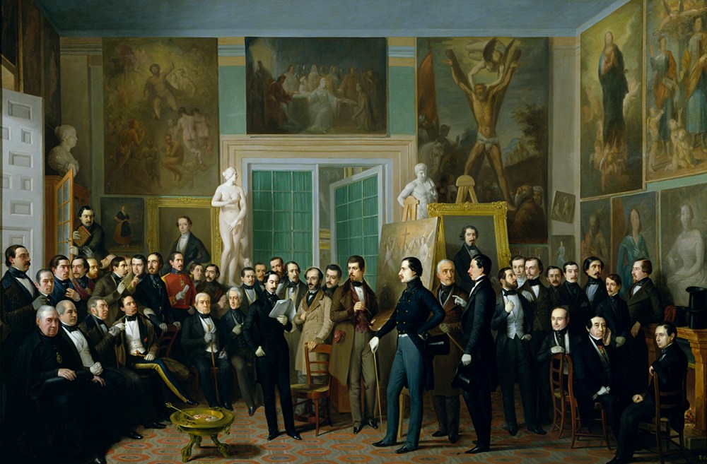 Antonio María Esquivel.Los poetas contemporáneos. 1846. Una lectura de Zorrilla en el estudio del pintor. Museo Nacional del Prado. Madrid.
