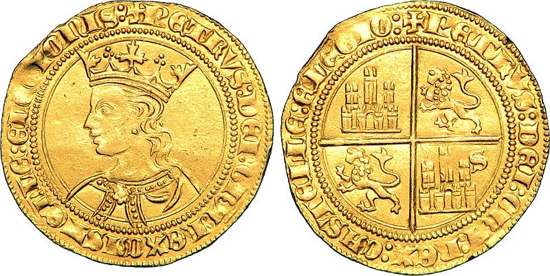 Foto dobla de 35 maravedíes de Pedro I de Castilla.