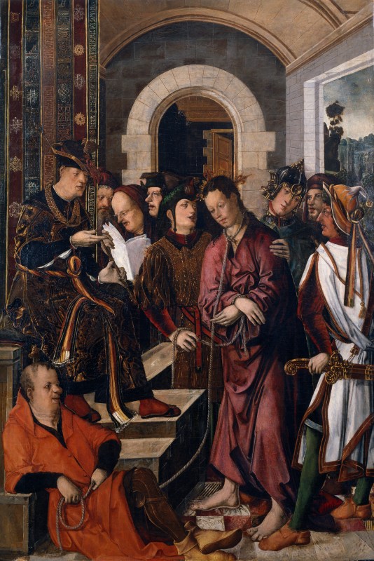   Francisco de Osona y Rodrigo de Osona. Cristo ante Pilatos. Hacia 1500. Museo del Prado. Madrid.