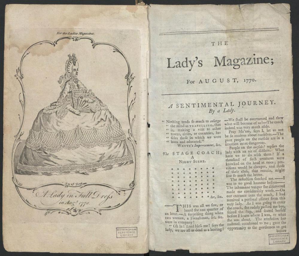 The Lady´s Magazine. Portada de la primera edición. Agosto 1770.