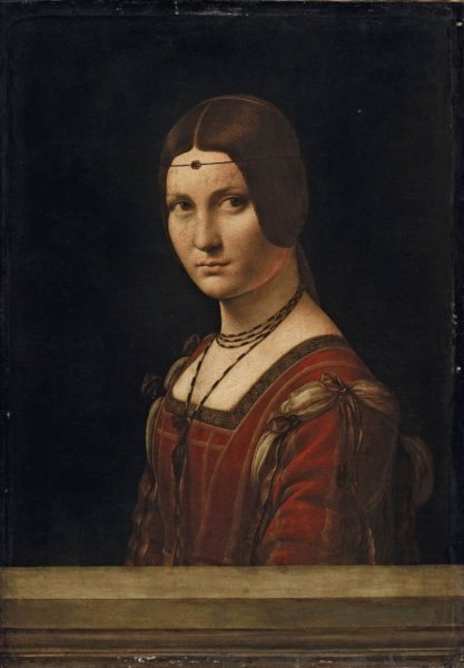 Leonardo da Vinci. Retrato de dama. La Belle Ferronnière' o 'Presunto retrato de Lucrezia Crivelli', 1493-1495. Museo del Louvre. Paris.