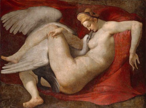 Copia del siglo XVI de un cuadro desaparecido de Miguel Ángel. Leda y el cisne.1530. National Galley. Londres