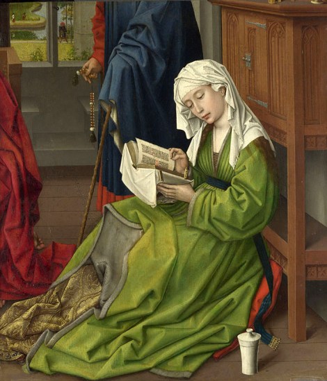 Roger Van der Weyden. La Magdalena leyendo (detalle). Hacia 1435–1438. National Gallery. Londres.