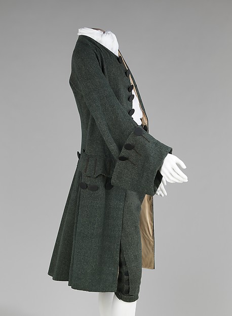 Traje masculino a la francesa. Hacia 1755-1765. Reino Unido. Lana, seda. Metropolitan Museum. Nueva York.