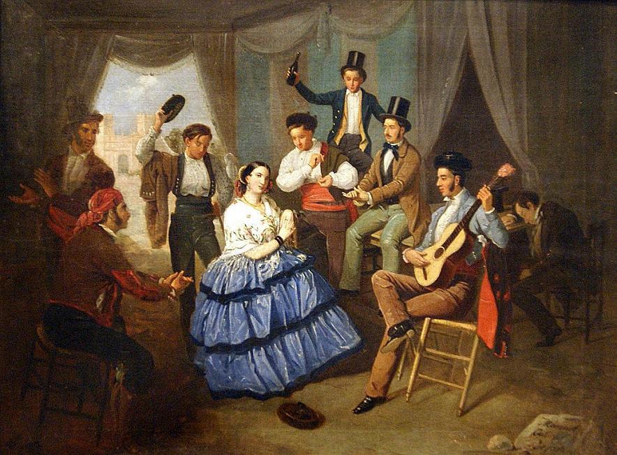 Manuel Cabral Bejarano. Baile en una caseta de Feria. Mediados del siglo XIX. Museo de Bellas Artes de Sevilla por donación de la Asociación de Amigos del museo.