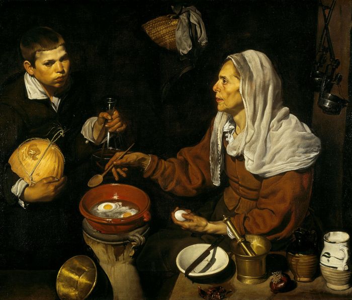 Diego Rodríguez de Silva Velázquez. La vieja friendo huevos. Hacia 1618. National Gallery. Edimburgo.