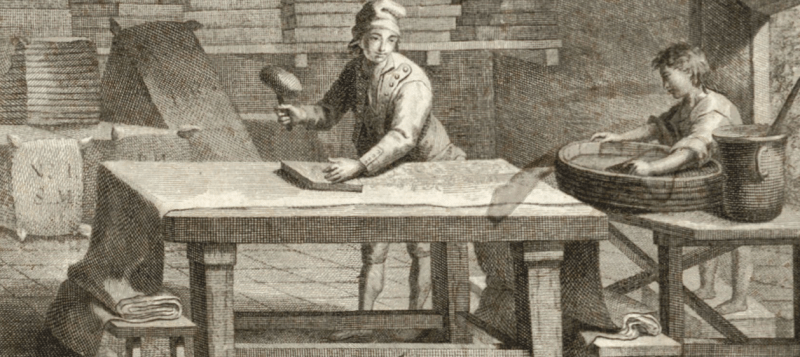 Estampador de indianas. Grabado de P.P. Molés y P.P Montanyá. 1802. AHCB