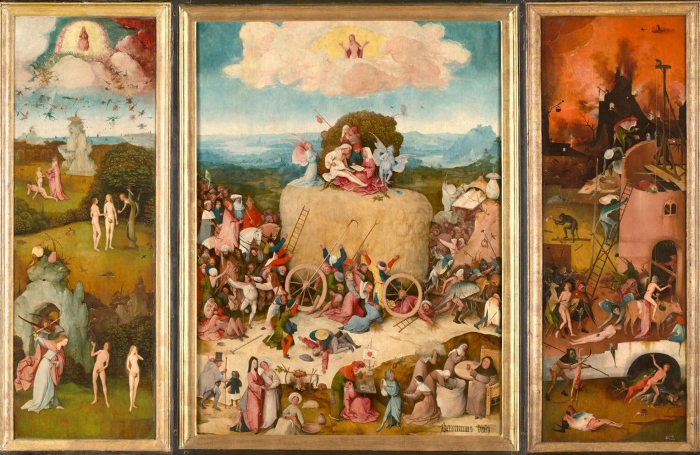 El Bosco. Tríptico del carro de heno. 1512-1515. Museo Nacional del Prado. Madrid.