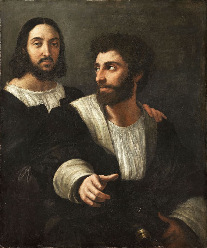Rafael Sanzio. Autorretrato con un amigo. 1518. Museo del Louvre.