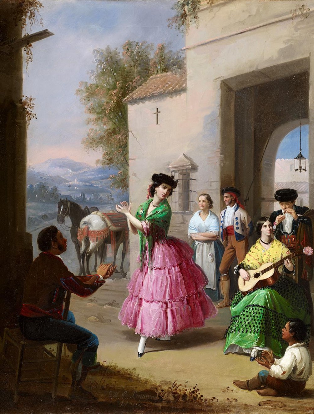 Manuel Cabral Aguado Bejarano. Jaleando a la puerta del cortijo. 1854. Museo Carmen Thyssen. Málaga.