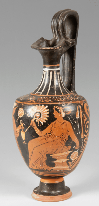 Oinochoe de Apulia. Cerámica de figuras rojas. Magna Grecia. Siglo IV a.c