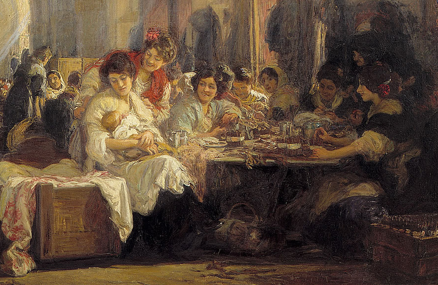 Gonzalo Bilbao. Las cigarreras (detalle). 1915. Museo de Bellas Artes. Sevilla