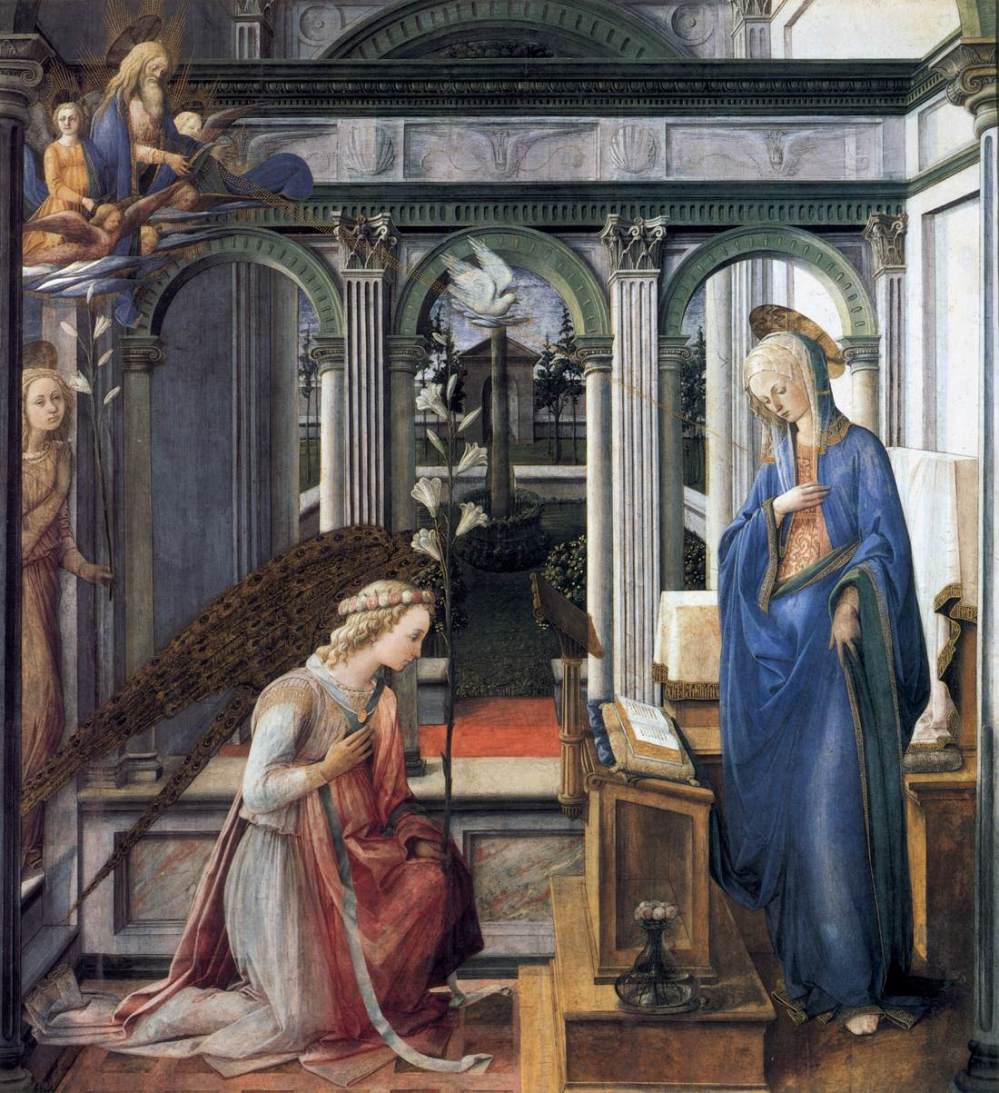 Fra Filipo Lippi. La Anunciación. Hacia 1443. Alte Pinakothek. Munich.