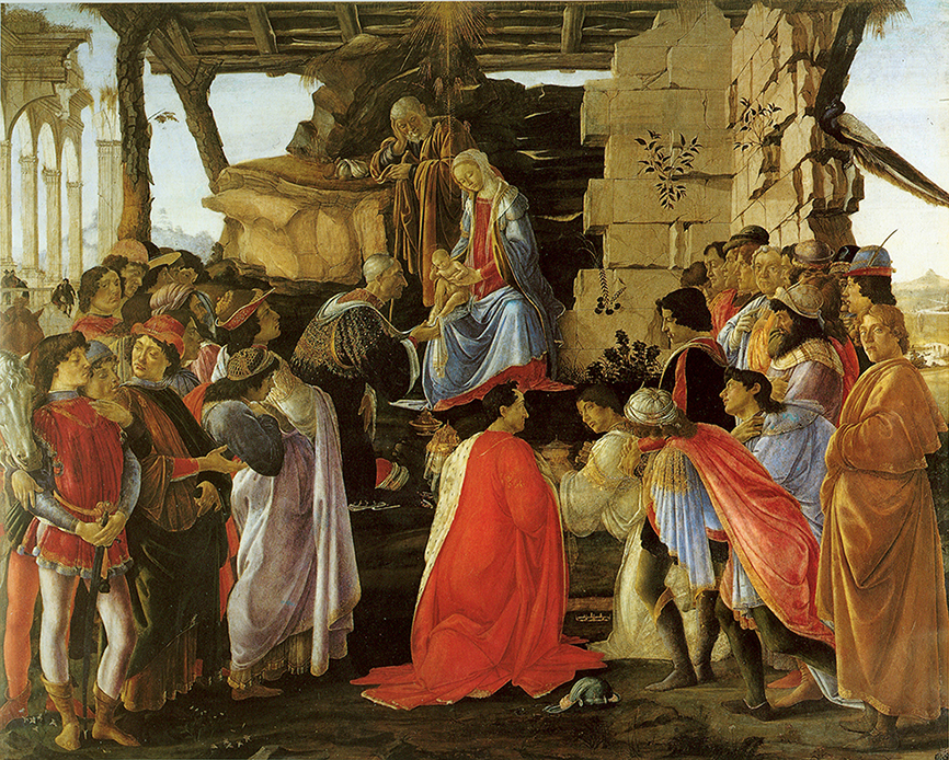 Sandro Botticelli. Adoración de los Magos. Hacia 1475. Galería de los Uffizi. Florencia.