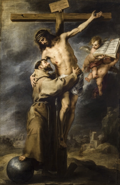 Bartolomé Esteban Murillo. San Francisco abrazando a Cristo en la Cruz. 1668-1669. Museo de Bellas Artes de Sevilla.