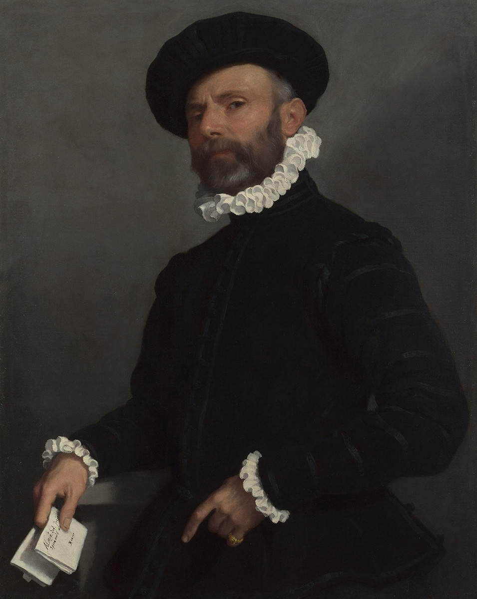 Giovanni Battista Moroni. Retrato de hombre sujetando una carta. Hacia 1570. National Gallery. Wahington.