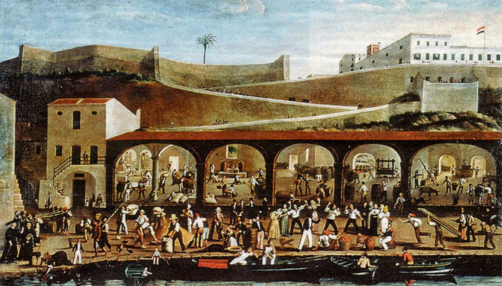Anónimo. Comerciantes en el puerto de Mahon. Siglo XVIII. Fotografía de Carlos Pons bajo licencia Creative Commons.