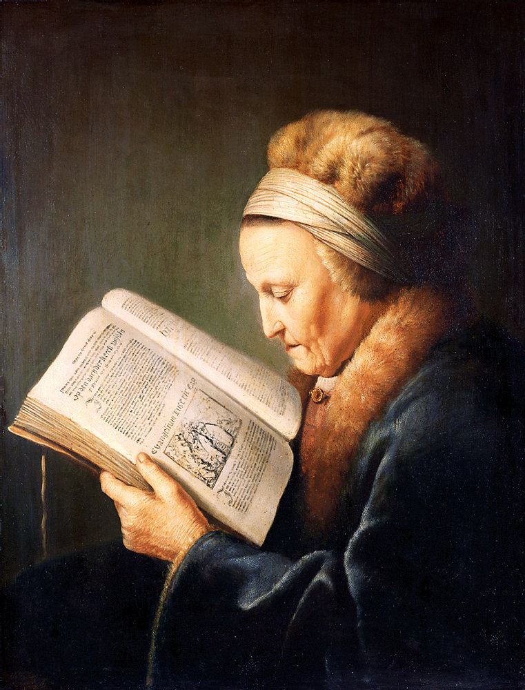 Gerard Dou. Retrato de mujer mayor leyendo. 1630-1635. Rijksmuseum.