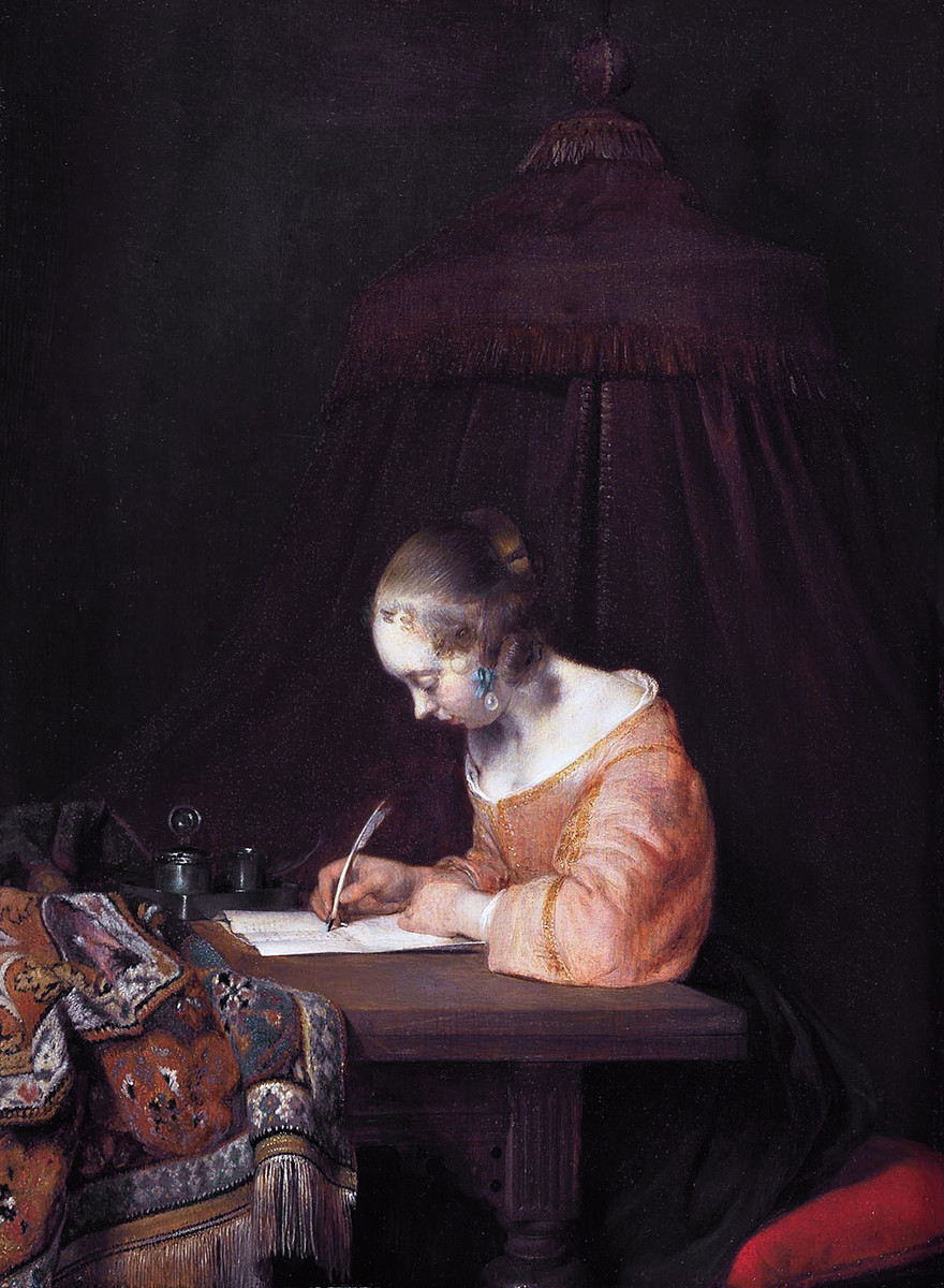 Gerard ter Borch. Mujer escribiendo una carta. Mautithius Museum. La Haya.