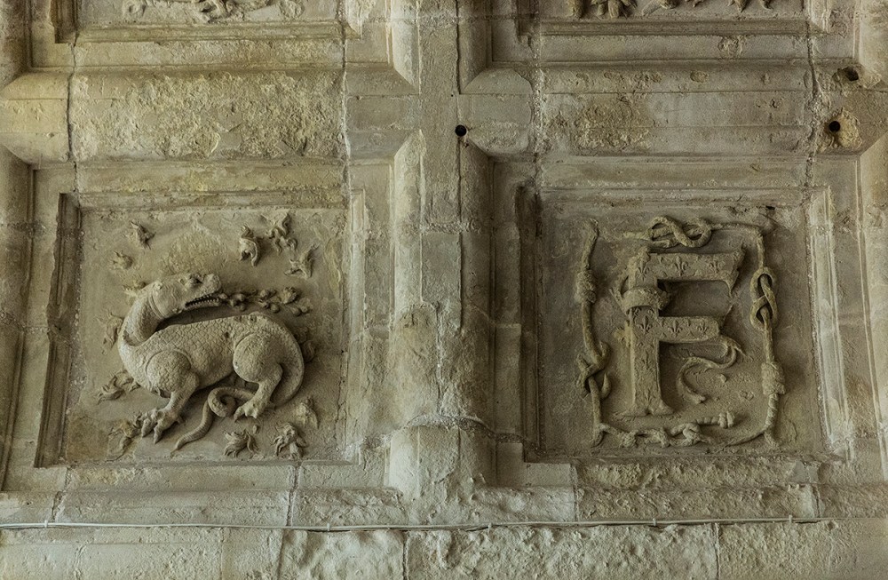 Detalle del techo con los símbolos de Francisco I.