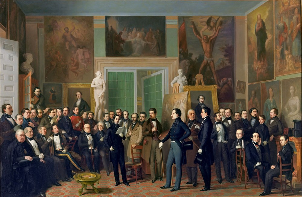 Antonio María Esquivel. Los poetas contemporáneos. Una lectura de Zorrilla en el estudio del pintor. 1846. Museo Nacional del Prado.