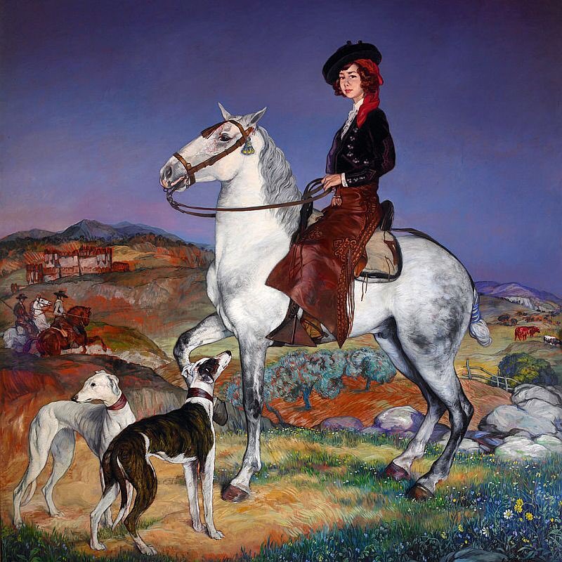 Ignacio Zuloaga. Retrato ecuestre de doña Mª del Rosario Cayetana Fitz-James Stuart y Silva, XVIII duquesa de Alba. Palacio de las Dueñas. Sevilla.