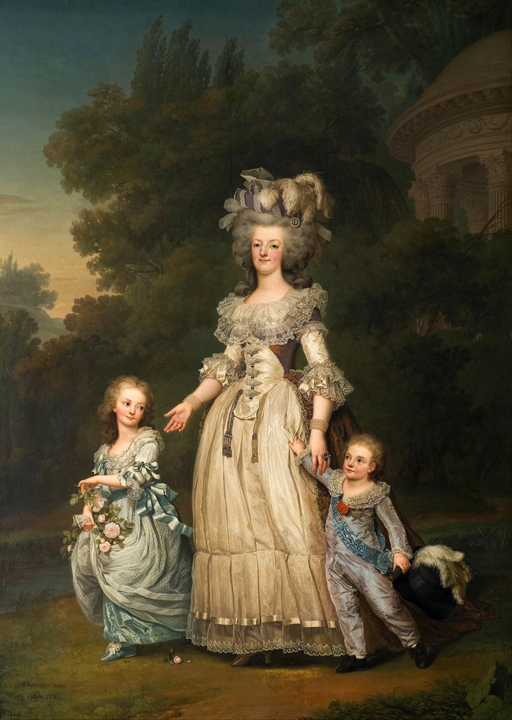 Adolf Ulrik Wertmüller. La reina María Antonieta de Francia y dos de sus hijos paseando por el Parque de Trianon. 1785. Museo Nacional de Bellas Artes de Estocolmo.