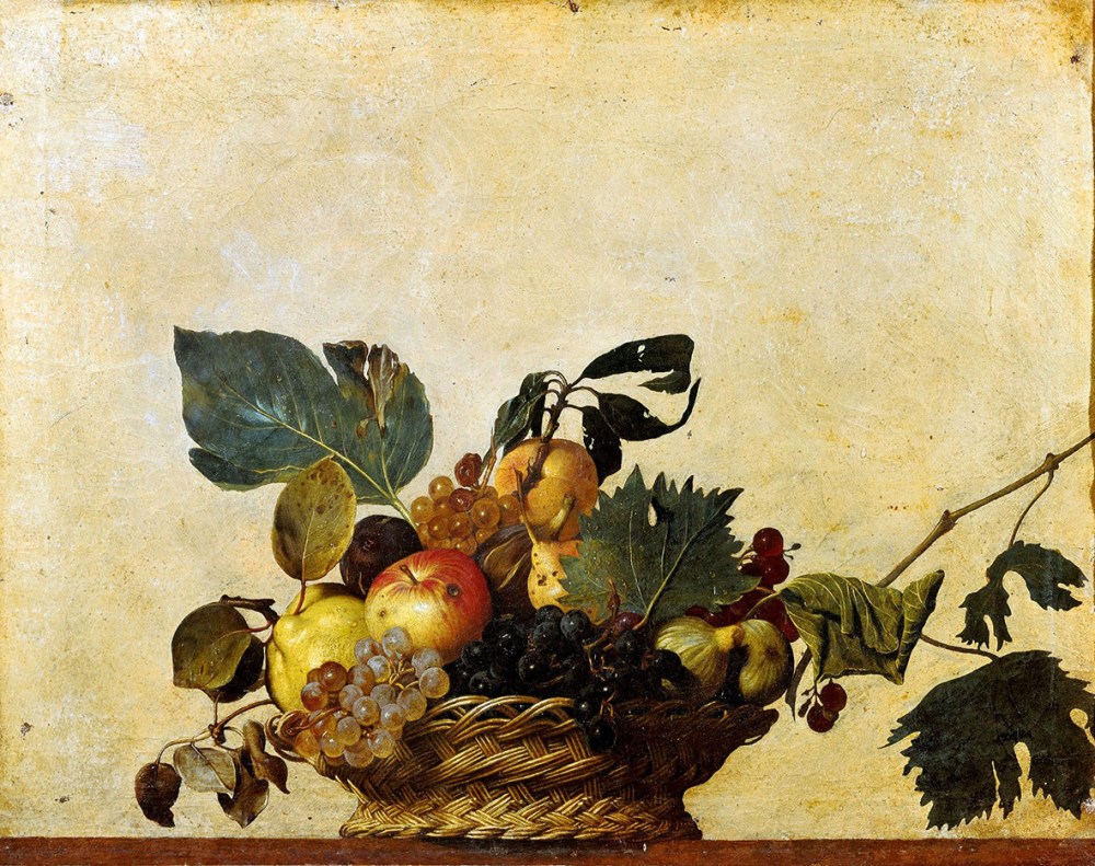 Caravaggio. Cesto de frutas. Hacia 1599. Pinacoteca Ambrosiana. Milán.