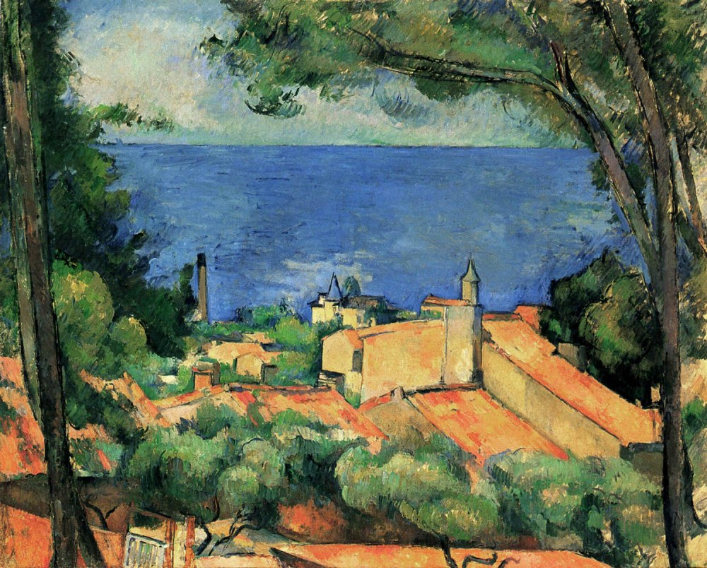 Paul Cézanne.El estanque con tejados rojos. 1883-1885. Colección particular.