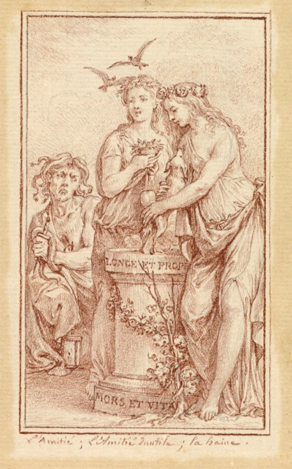 Charles-Nicholas Cochin II. Amistad, amistad inútil y odio. Almanaque iconológico. 1774-1775. National Gallery of Art. Washington.