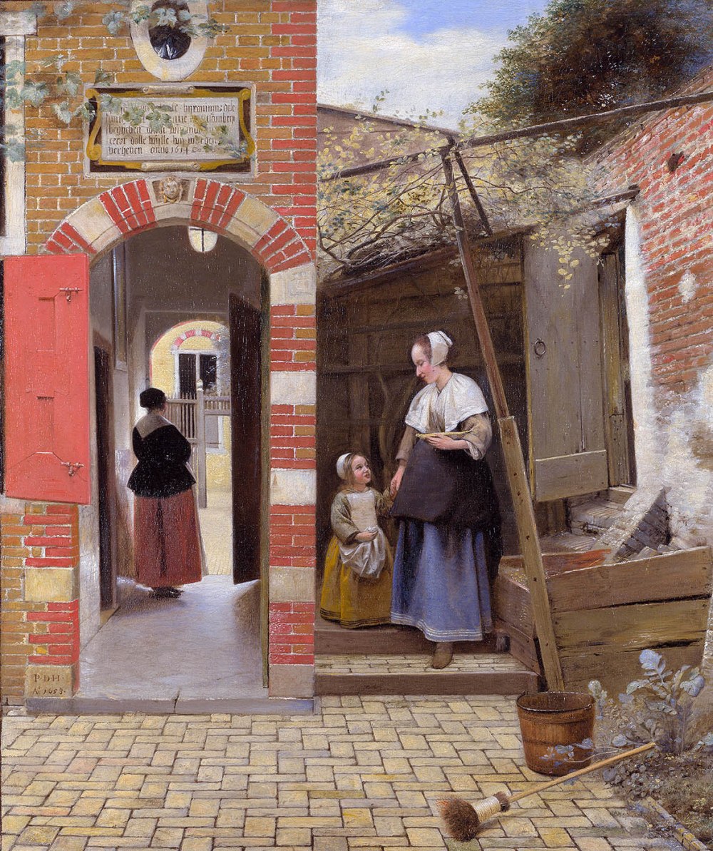 Pieter de Hooch.El patio de una casa en Delft. 1658. National Gallery. Londres.
