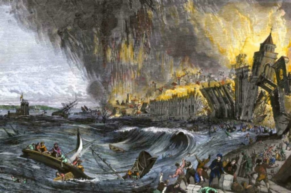 Recreación artística del tsunami de Lisboa de 1755, de Getty Images