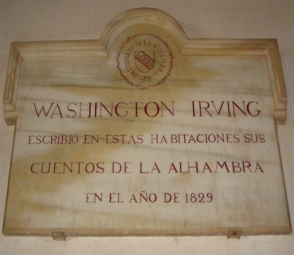 Placa en recuerdo a Washington Irving.