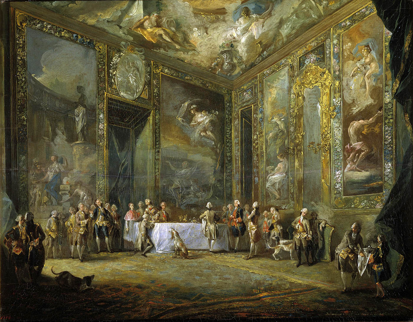Luis Paret y Alcázar. Cena de Carlos III ante la Corte.Hacia 1775. Museo Nacional del Prado. Madrid.