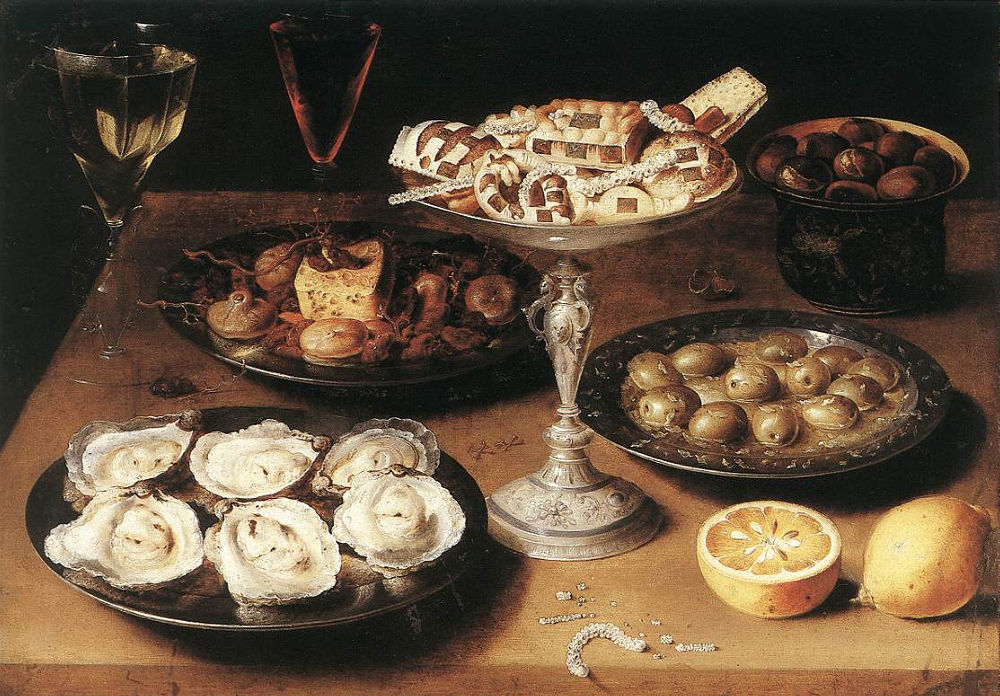 Osias Beert. Bodegón con ostras. Hacia 1610. Staatsgalerie. Stuttgart.