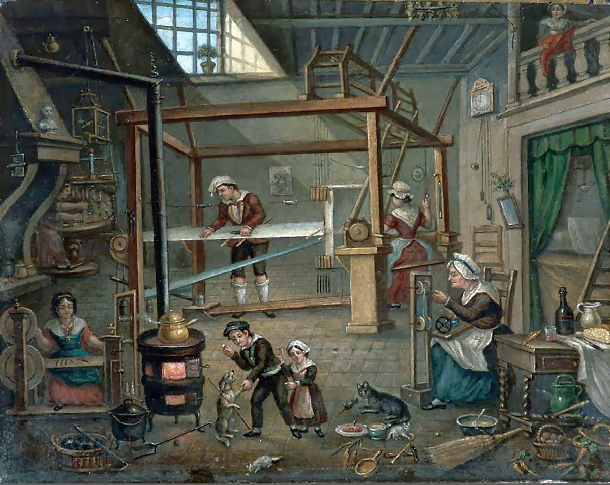 Anónimo. Taller de un tejedor de seda. Década de 1820. Musée Gadagne. Lyon.